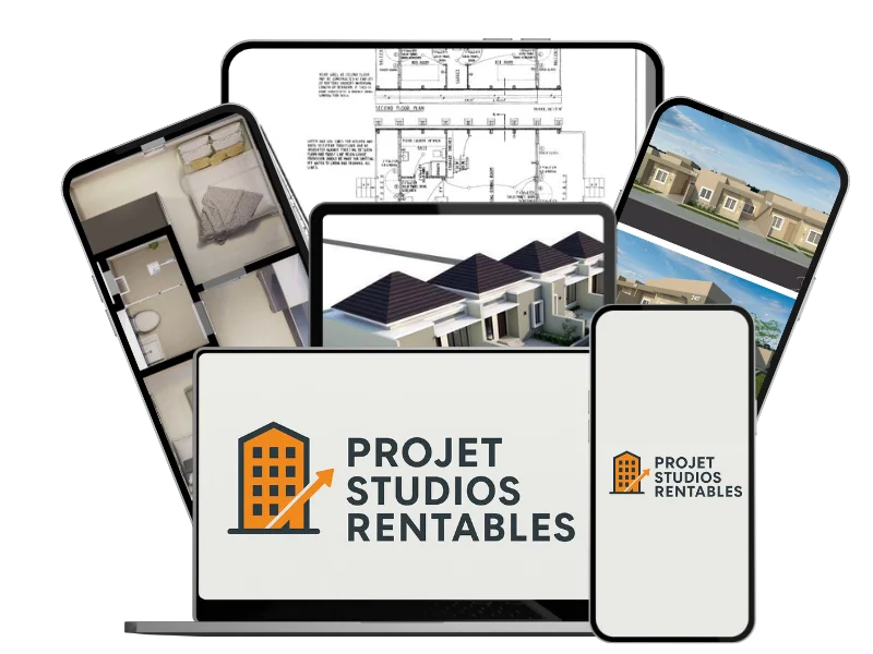 Projet de Studios Rentables - Mockup avec appareils montrant des projets de studios